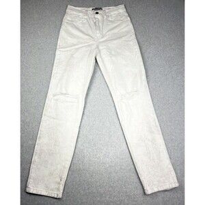 Brittany Humble Jeans Womens 4 Cream High Rise Slim Straight Denim Minimalist